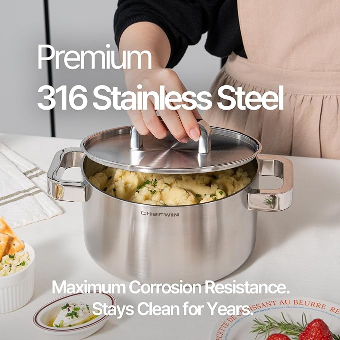 316 Stainless Steel 3.6 Quart Heavy Duty Soup Pot - Image 3