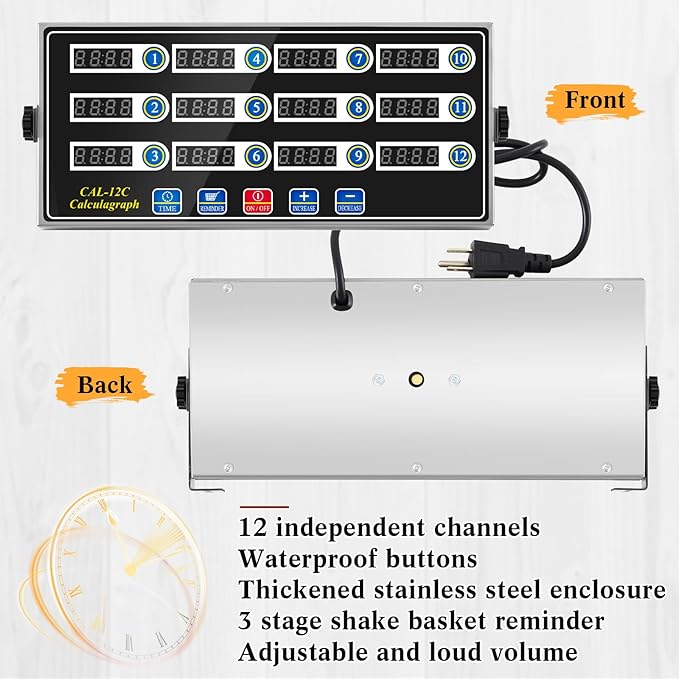 Relaxweex 2 Pack Commercial 12 Channel Digital Kitchen Timer, Wall Mount or - Image 5