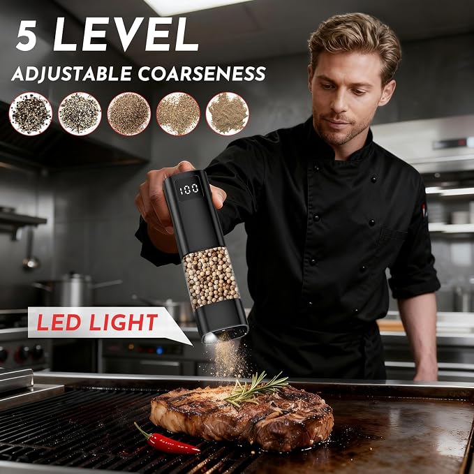 Upgraded Larger Capacity Electric Salt and Pepper Grinder Set Rechargeable - Image 5