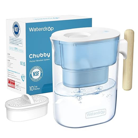 Waterdrop PT-04B Water Filter Pitcher, 10-Cup Capacity, NSF Certified, by Waterdrop