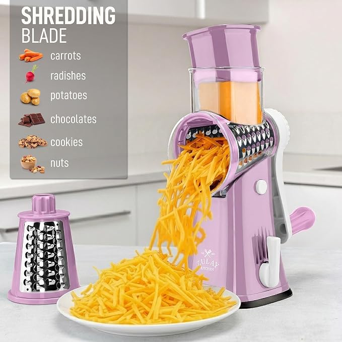 Zulay Kitchen Rotary Cheese Grater 5 Blade Cheese Shredder - Image 3