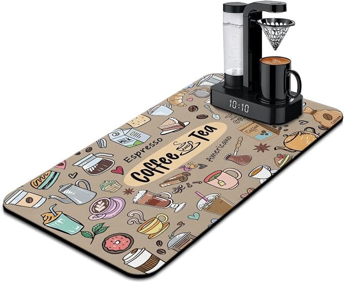 Coffee Mat 17inx31.5in, Coffee Bar Mat by Kuyig+Home