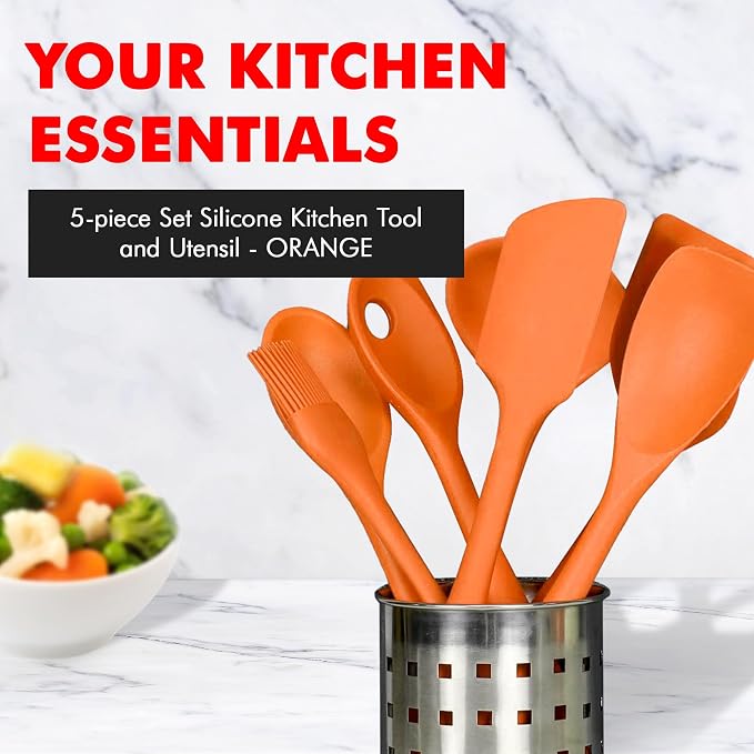 Chef Craft Premium Silicone Kitchen Tool and Utensil Set, 5 Piece - Image 2