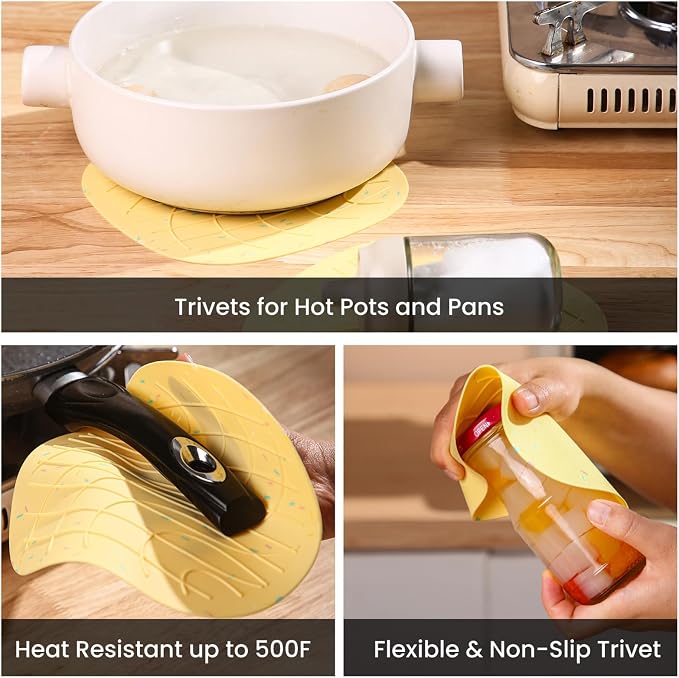 4 Pieces Oven Mitts and Pot Holders of Macaron Color Thickened Non-Slip - Image 3
