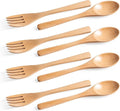 8pcs 6.3inch Schima Wooden Utensil Set Including Spoons and Forks, Reusable by HEFILD