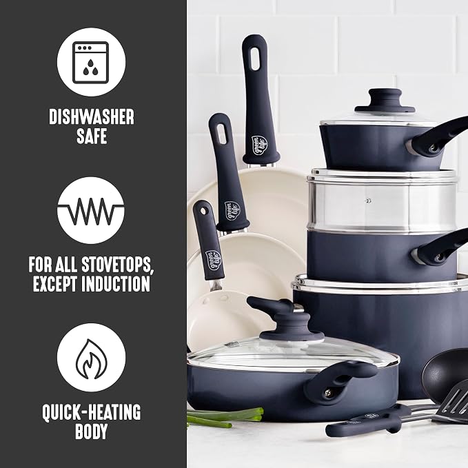 GreenLife 16 Piece Nonstick Cookware Set, Soft Grip Non-Toxic PFAS-Free Ceramic - Image 5