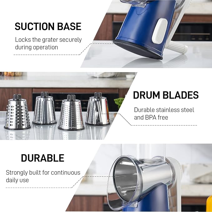 VEKAYA Rotary Cheese Grater Hand Crank - Image 8