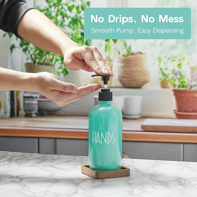 Turquoise Glass Hand Soap Dispenser - Image 3