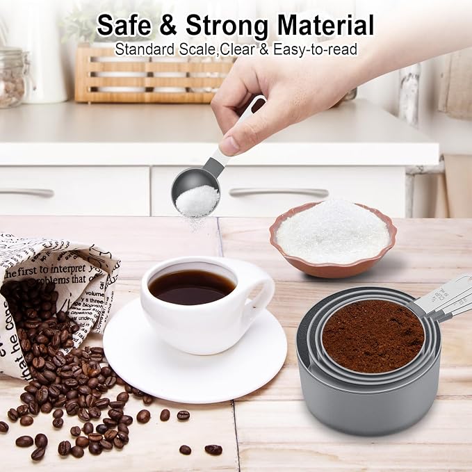 Measuring Cups and Spoons Set of 10 Pieces, Nesting Measure Cups Spoons - Image 3