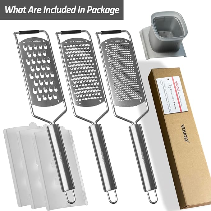 Vovoly 4-Pcs Pro Set Zester Grater Set, Cheese Grater - Image 9