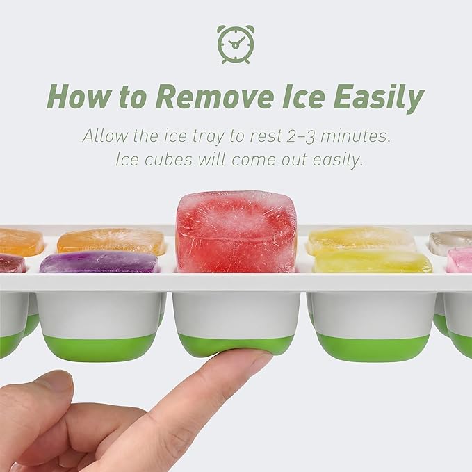 ChefAide Ice Cube Tray with Lid, 2 Packs 28 Cubes Durable Stackable Ice Cube - Image 2