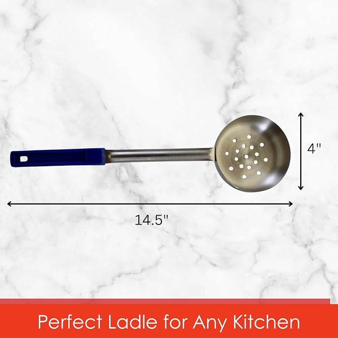 8 Ounce Slotted Stainless Steel Portion Control Ladle Spoon - Image 4
