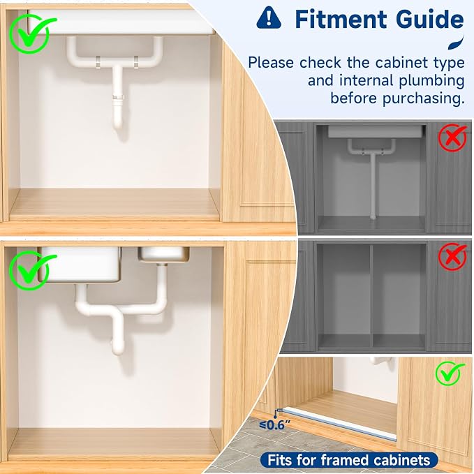 Upgrade Expandable Under Sink Organizer, Insputer 2 Tier Metal Under Cabinet - Image 7