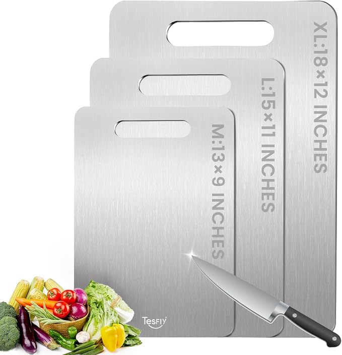 3 Pack Titanium Cutting Board, 100% Pure Titanium Cutting Boards by TESFLY
