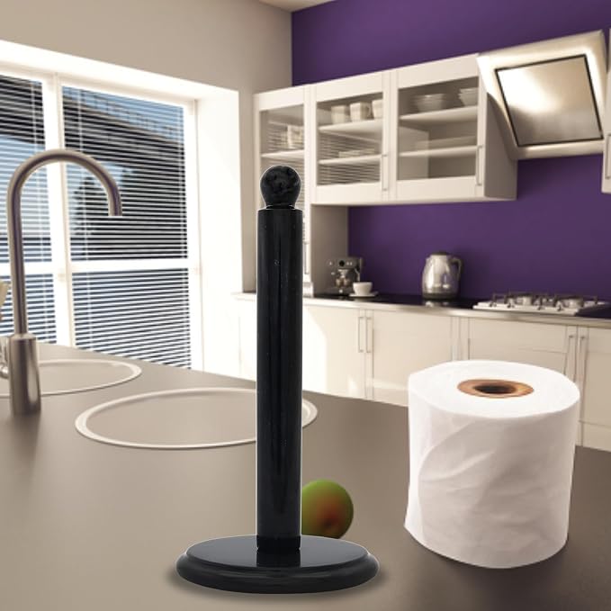 Black Marble Paper Towel Holder – Handmade Heavyweight Stand - Image 3