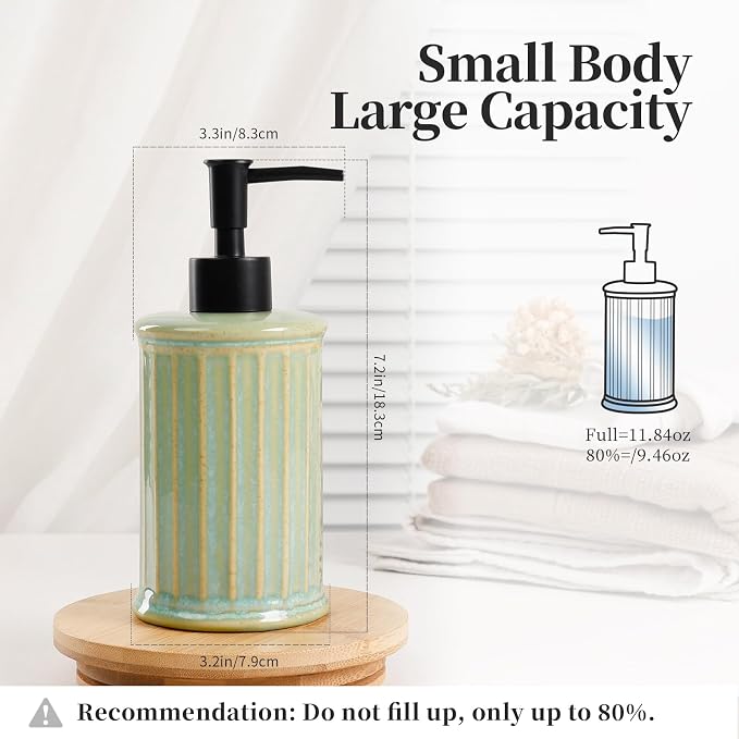 ANTIS'S HOME Soap Dispenser Liquid 11.84OZ | Ceramic Refillable Hand Dish Soap - Image 2