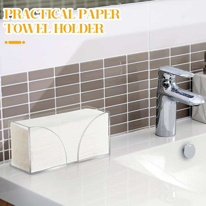 2PCS Paper Towel Dispenser Countertop Acrylic Clear Paper Towel Holder - Image 5
