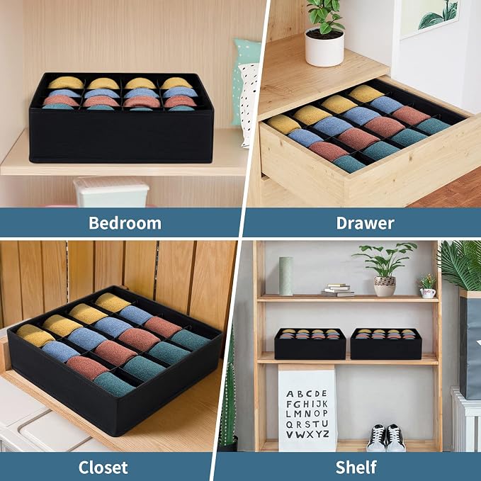 Joyoldelf Sock Drawer Organizer Divider, 16-cell Underwear Organizers and - Image 5