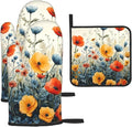 Colorful Wildflower Oven Mitts and Pot Holders Set of 3, Heat Resistant Non by Unknown