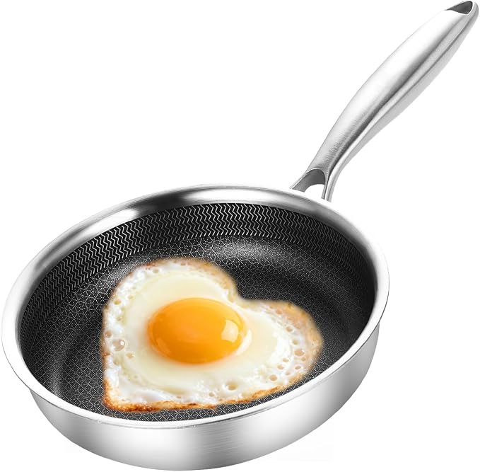 DELARLO Tri-Ply Stainless Steel 7" Omelette Pans, Non Stick Egg Frying Pan by DELARLOCOOKWARE