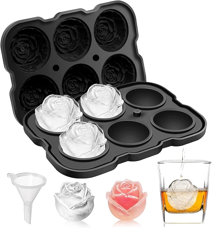 Ice Cube Tray, Mikiwon 2 inch Rose Ice Cube Trays by Mikiwon