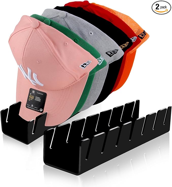 Hat Stand for Baseball Caps, 2 Pack No Install Acrylic Hat Organizer for 14 by Sloworld