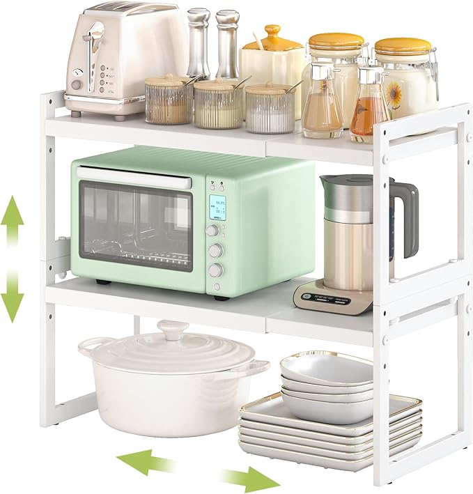DOLALIKE Expandable Kitchen Countertop Organizer, Stackable Cabinet Shelf by DOLALIKE
