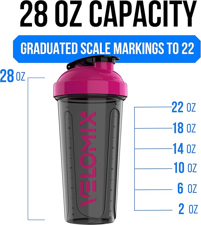 VELOMIX -2 Pack- 28 oz Protein Shaker Bottles - Image 4