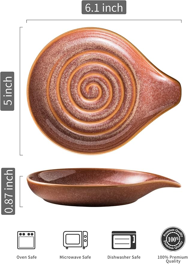 LAUCHUH Spoon Rest for Stove Top, Cooking Spoons, Kiln-Transformed Red - Image 2