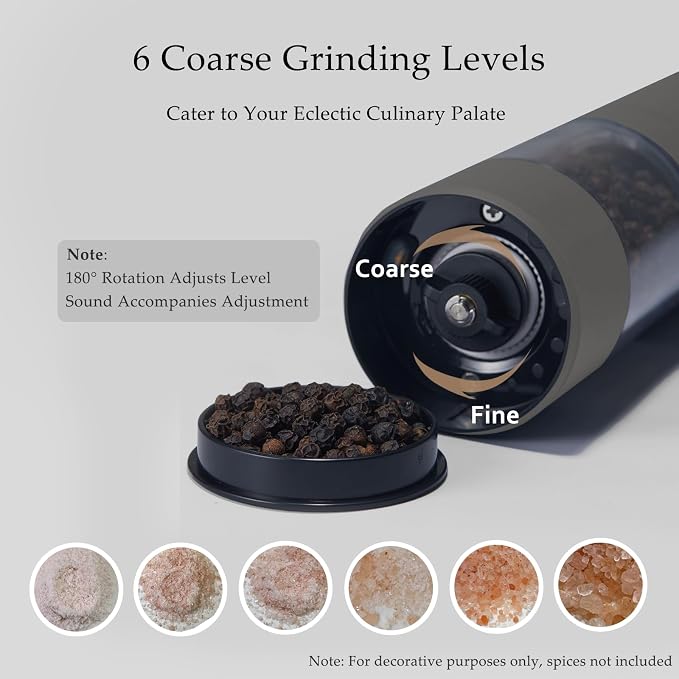 Electric Salt and Pepper Grinder Set, USB Rechargeable, Automatic Salt and - Image 6