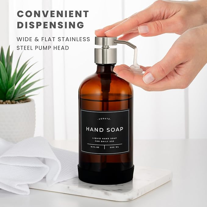 Hand and Dish Soap Dispenser for Kitchen and Bathroom, Stainless Steel Pumps - Image 4