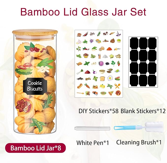 BGraceyy 32 oz 8 Pcs Glass Jars - Image 3