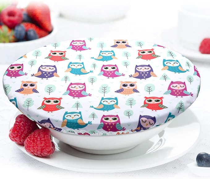 Patelai 10 Pcs Bowl Covers Reusable in 5 Size Stretch Cloth Fabric Elastic Food - Image 3