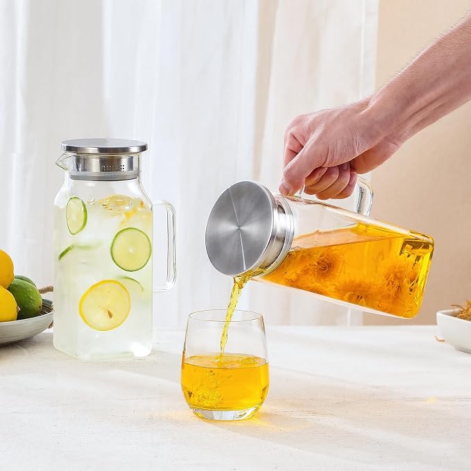 Netany 2 Pack 1.2 Liters/40 oz Small Square Glass Pitcher - Image 6