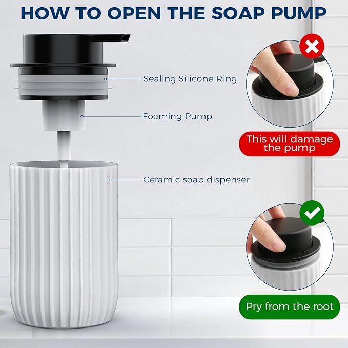 Ceramic Foaming Hand Soap Dispenser，12 oz Bathroom Soap Dispensers， Lotion - Image 4