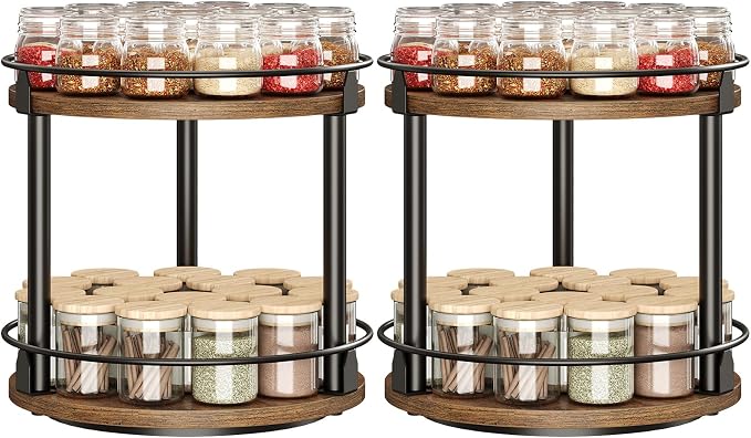 YATINEY Spice Rack, 2-Tier Turntable Organizer, Rotating Spice Rack Organizer - Image 7