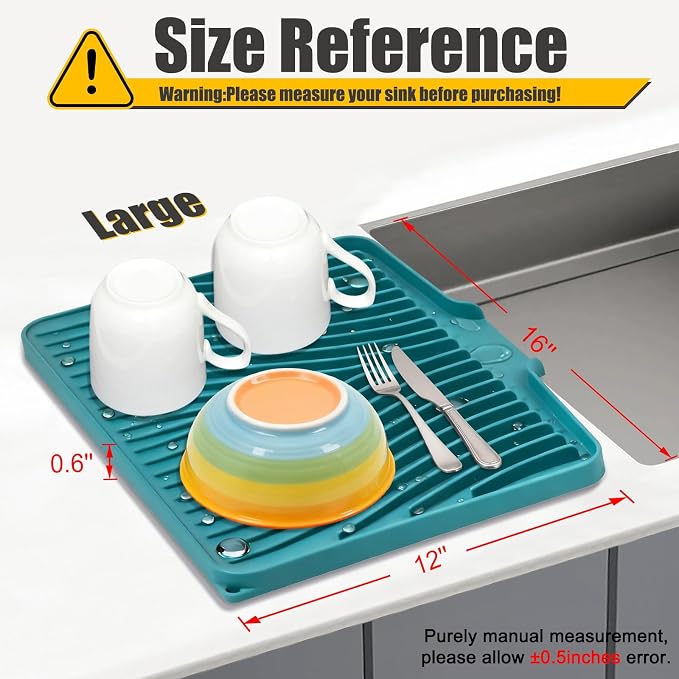 TIKNIK Silicone Dish Drying Mat, Stone Drying Mat - Image 2