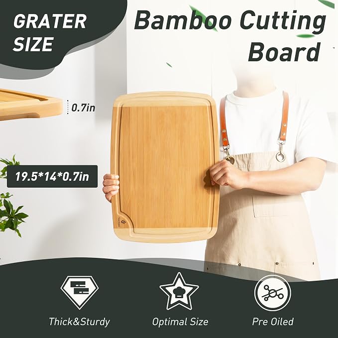 Bamboo Cutting Board Set Non Slip Feet Over Sink Acrylic Counter Lip Glass - Image 2