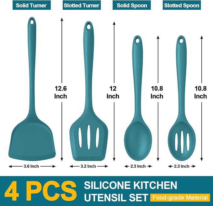 P&P CHEF Kitchen Utensil Set, 4 Pieces Non-stick Silicone Cooking Utensils - Image 2