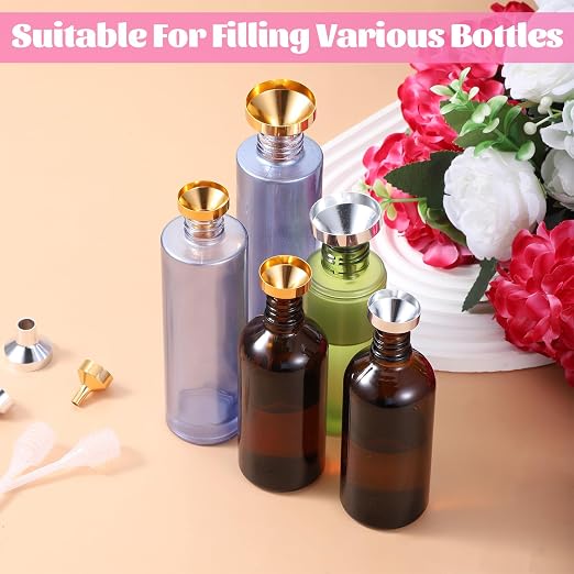 8 Pcs Small Metal Funnels 4 Sizes Gold Silver Mini Funnel - Image 6