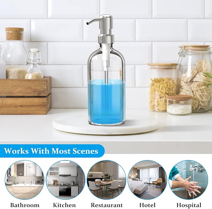 ARKTEK Refillable Soap Dispenser - 17 Oz Clear Glass Bottle - Image 6