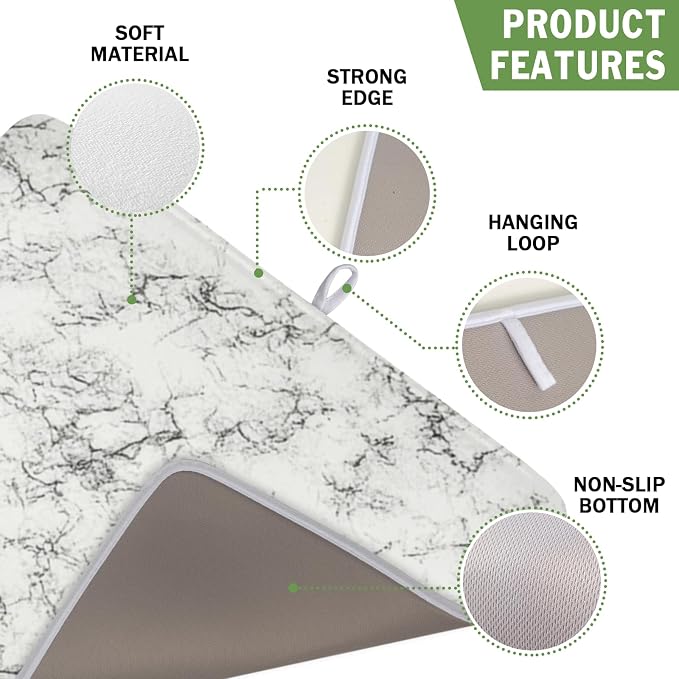 White Grey Marble Dish Drying Mat - Image 3