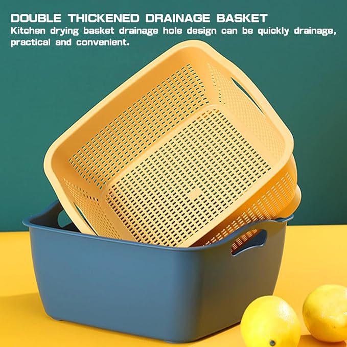 Double-layer Draining Basket Plastic Fruits & Vegetable Washing Basket - Image 6