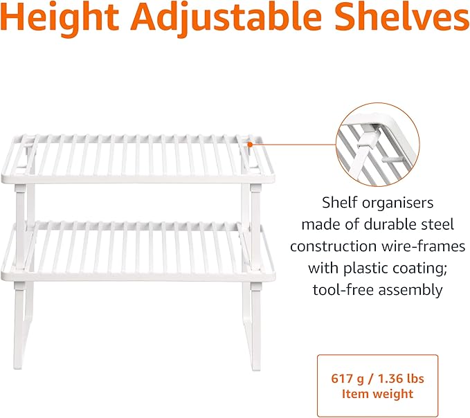 Amazon Basics Space-Saving Stackable Metal Kitchen Cabinet Organizer Shelves - Image 4