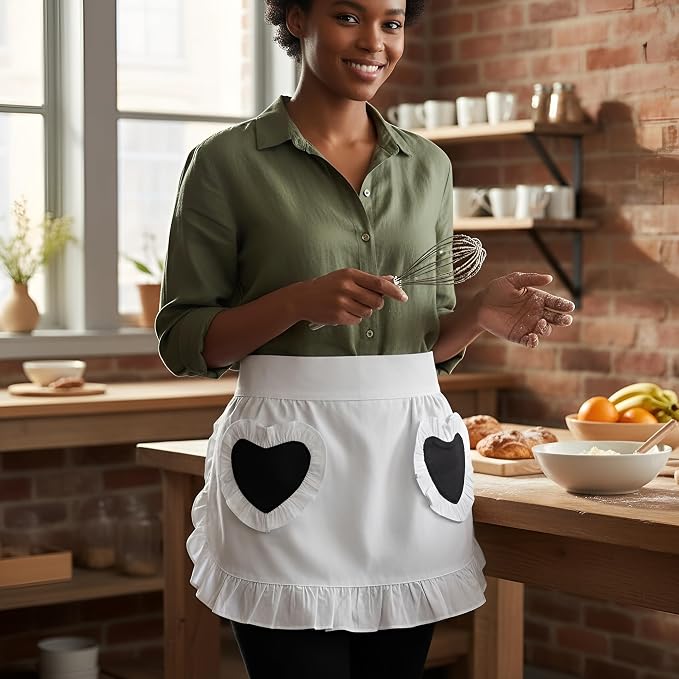 CRB Fashion Waist Apron Kitchen Cooking Restaurant Cotton Bistro Half Aprons - Image 5