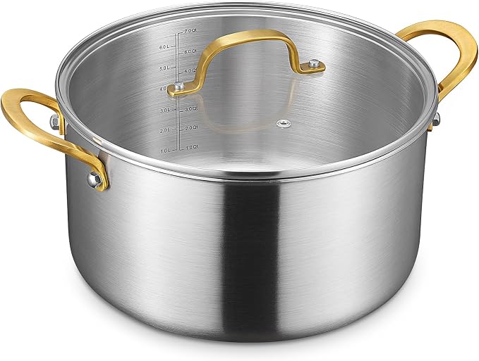 BEZIA 12 Quart 3-Ply Stainless Steel Stockpot, Soup Pot by BEZIA