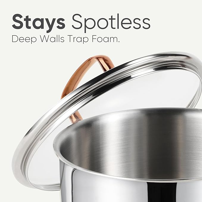 CAROTE 8 Qt Tri-Ply Stainless Steel Stockpot, Non-Toxic Stock Pot - Image 4