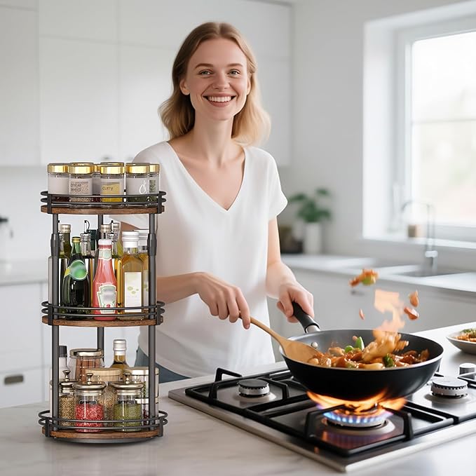 Across-Star Lazy-Susan-Organizer-Spice-Rack, 3-Tier Rotating Spice Organizer - Image 7