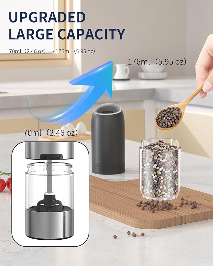 CIRCLE JOY Gravity Electric Salt and Pepper Grinder Set, Battery Powered - Image 7