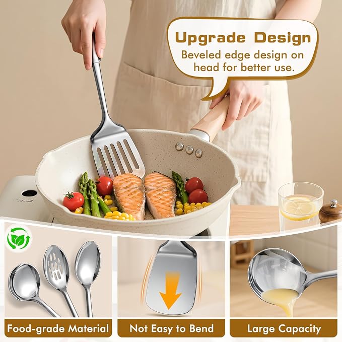 12 Pcs Stainless Steel Cooking Utensils Set, Metal Kitchen Tools Include - Image 5